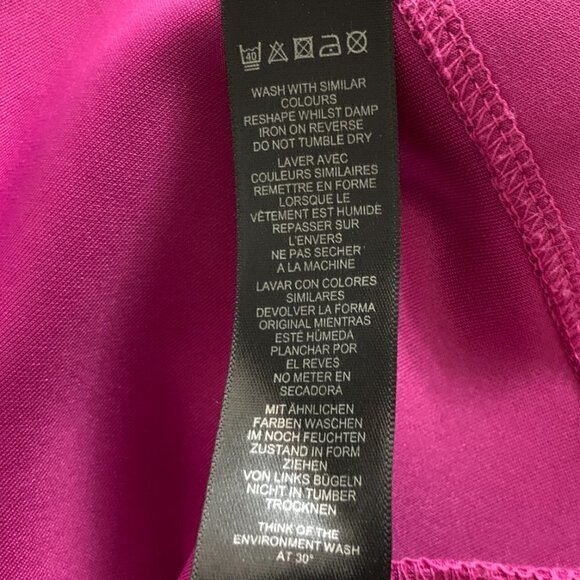 ASOS Retro Square Neck Fit & Flare Satiny Party Dress Sz 4 Fuchsia Pink 67A - Picture 9 of 9